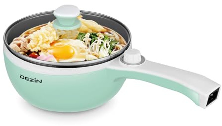 Dezin Hot Pot Electric Upgraded, Non-Stick Sauté Pan, Rapid Noodles Electric Pot, 1.5L Mini Portable Hot Pot for Steak, Egg, Fried Rice, Ramen, Oatmeal, Soup with Power Adjustment