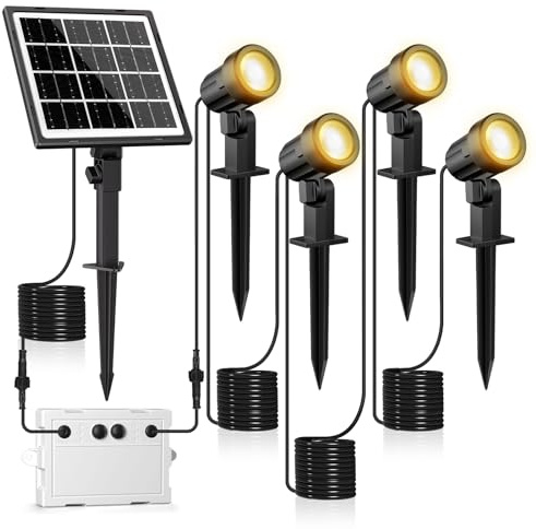 Linke Solar Spot Lights Outdoor Garden, 4 in 1 3000K Warm White