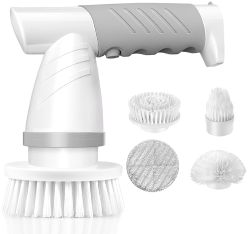 Electric Spin Scrubber, Bathroom Shower Electric Scrubber for Cleaning Tub/Tile/Floor/Sink/Window, Power Cleaning Brush Rechargeable Cordless with 4 Replaceable Cleaner Brush Heads