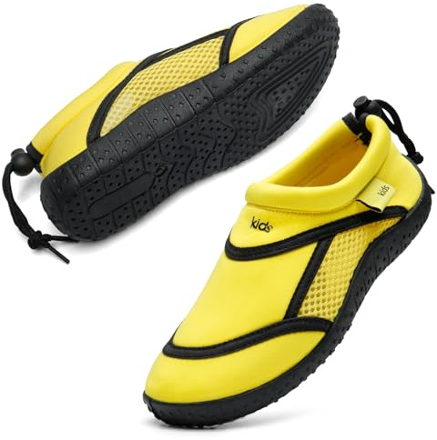 HKR Kids Water Shoes Beach Swimming Boys Girls Aqua Skin Shoes for Surf Pool Sea Sand Sports Barefoot Yellow 5 UK