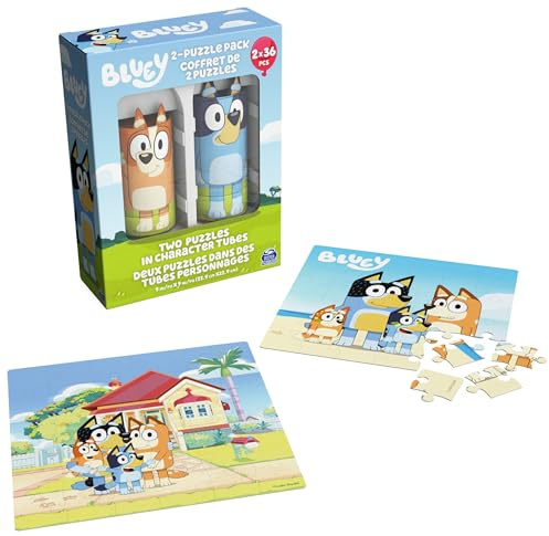 Spin Master Games, Bluey Puzzles 2-Pack, 36 Pieces, Kids Puzzles, Bluey Toys, Preschool Puzzles, for Ages 3 & Up