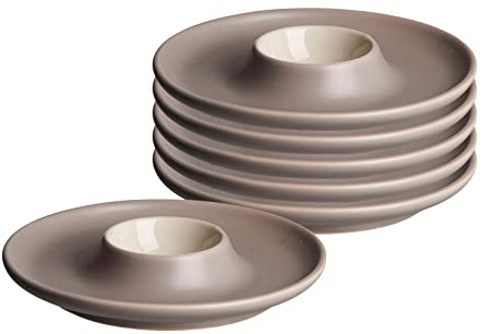 Ritzenhoff & Breker Eierteller Jasper, 6er Set, Taupe, Eierbecher ø 12 cm, Eierhalter aus Steinzeug, Soft-Touch-Haptik & Mattglasur