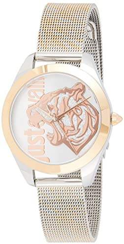 Just Cavalli Animalier Pantera - Orologio da polso da donna al quarzo moda bracciale e cassa in acciaio inox di colore grigio display analogico grigio - JC1L210M0075