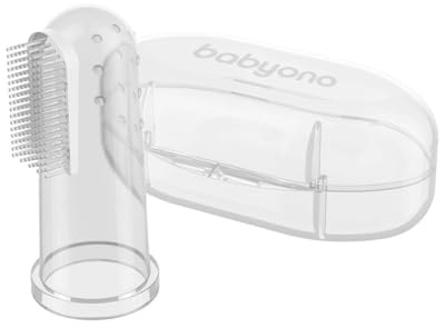 Babyono Baby Fingerzahnbürste Zahnbürste Silikon Finger Zähneputzen Zahnpflege Set Kindermundpflege mit Aufbewahrungsbox (Transparent)