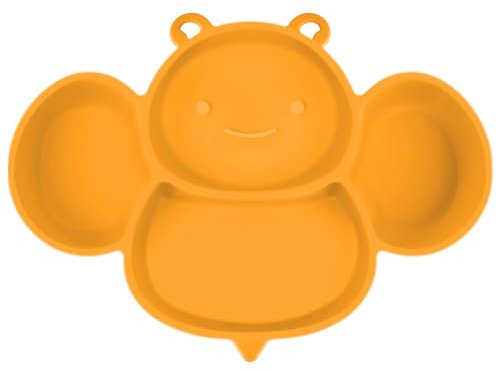 Vicloon Baby Teller, Baby Tischset, Silikon Babygeschirr Rutschfest mit Saugnäpfen, BPA-Freie, Kann in der Spülmaschine und Mikrowellem, Kinderteller für Kleinkinder und Kinder -Gelb