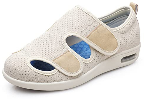 ASRJ Pantoufles diabétiques extra larges pour femmes pour l'arthrite des pieds chaussures d'été respirantes antidérapantes pantoufles gonflées ajustables pour hommes et femmes