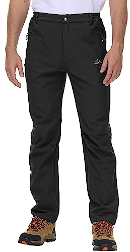 Rdruko Pantalones impermeables de Softshell para hombre, con forro polar térmico, estilo casual, para invierno, cálidos, para el trabajo, pesca, senderismo, esquí, con múltiples bolsillos con