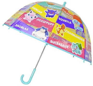 CYPBRANDS - Ombrello Pokémon, Bolla, Trasparente, Ombrello manuale, 48 cm, Multicolore, Prodotto Ufficiale, trasparente
