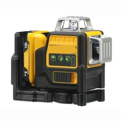 DW089LG 3 Sides*360 12 Lines Laser Level Horizontal Green Light Tool Meter Outdoor Degree Vertical 12V Battery(1 Battery 1 Charger,UK)