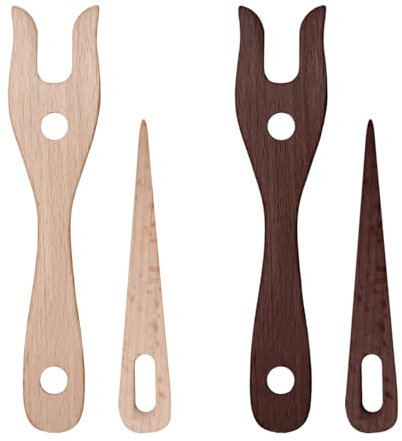 CVDYWDJIE 4 Stück Holzgabelstricker, Wollstricker, Handstrickwerkzeuge, Kreatives Strickzubehör