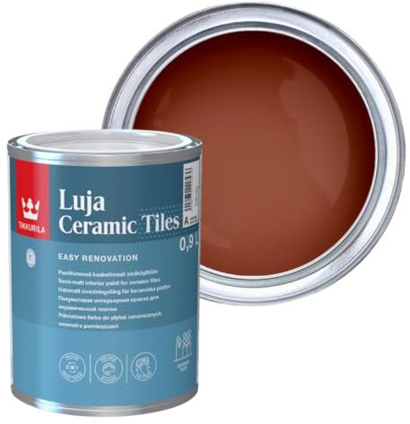 TIKKURILA Luja Ceramic Tiles - Semi-matt paint for Ceramic Tiles - Available in White & 15+ Colours (Terracotta N405, 1 Litre)