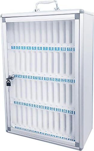 Taquilla segura para teléfono con llave, caja de almacenamiento para teléfono móvil montada en la pared, organizador de gabinete de aluminio con cerradura para aula, oficina, examen, uso de fábrica