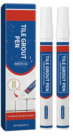 2 pennarelli per rivestimento di malta per piastrelle, con punta di ricambio, resistenti all'acqua, per piastrelle e pareti