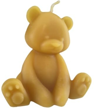 Candela di cera d'api con orsetti seduti, 9 cm, in 100% pura cera d'api – fatta a mano – candela al miele – Orso di cera d'api – Orso come candela