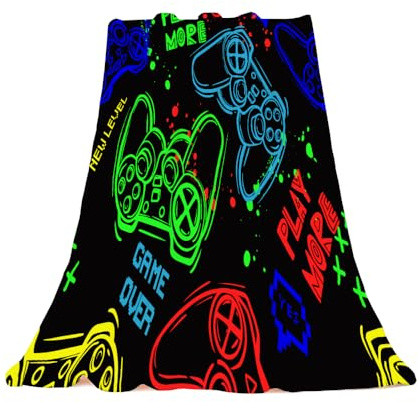 goodbath Gamer Blanket 150x130cm, Gaming Joysticks Warm Fleece Throw Blanket for Sofa Couch Bed Chair,Gift for Teens Boy Girls,Colorful