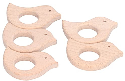 ZJchao Mordedores de Madera para Bebés, Mordedor de Madera, Mordedores de Corazón, Mordedor para bebé con Forma de Pájaro, Juguetes de Dentición de, Juguete para bebé