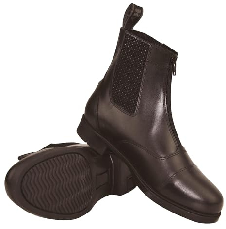 HY Canterbury Pantalon Jodhpur pour femme bottes courtes en cuir à fermeture Éclair pour adulte Tailles 4 Marron - Marron
