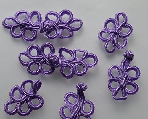 Lyracces Sewing Fasteners Knotting Leaf DIY Fabric Polyester Chinese Decorative Knots Cheongsam Frogging Button 10pair (Lilac)