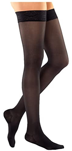 medi MJ-1 Metropole Kompressions-Schenkelstrümpfe | Größe M | Farbe: Jet Black | L1 Kurz | Damen