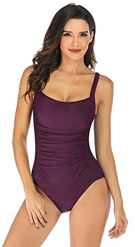 SEDEX Bañadores Mujer Trajes de Baño Una Pieza Retro Push Up Halter Elegante Monokini Bañador Natacion Reductor Tankini Ropa de Baño con Relleno, Rojo L