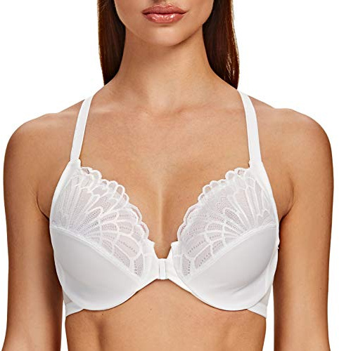 MELENCA Dam Racerback Frontstängning Full täckning ofodrad Plus Size Bygel-BH vit 95C