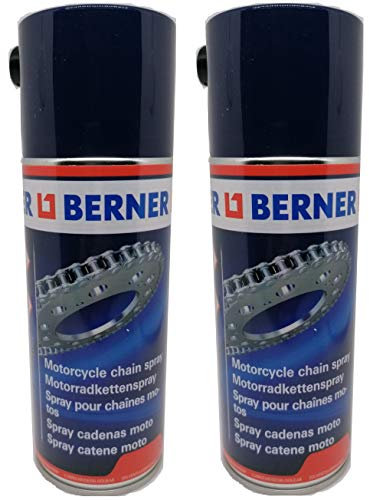 TENDAGGIMANIA Grasso Spray per Catena Moto Trasparente Berner 400 ML LUBRIFICANTE PULITORE. Confezione 2 Pezzi