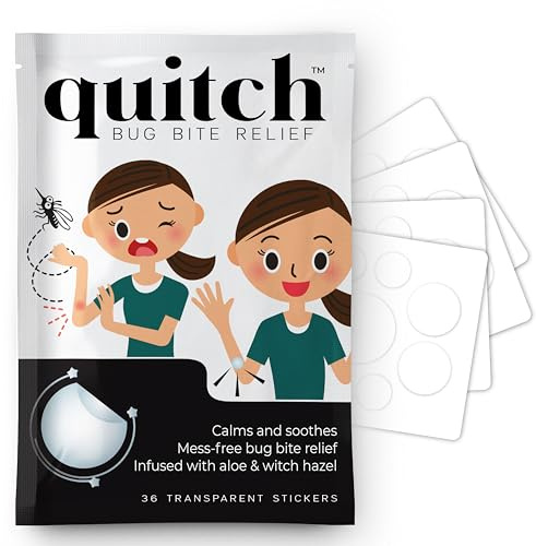 quitch Bug Bite Itch Relief Patches for Kids & Babies, Hydrocortisone Cream Alternative for Mosquito Bites, Drug-Free Anti-Itch Stickers for Summer Travel, Camp & Outdoor Play