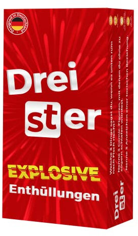 DREISTER Gesellschaftsspiele - Explosive ENTHÜLLUNGEN - Spiele für Erwachsene - Designed in Deutschland - Ideal als Partyspiel/Partyspiele für Erwachsene, für Spieleabende oder JGA - Geschenkidee
