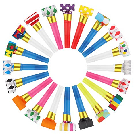 Aster 20 Stück Partytröten Luftrüssel Tröten Kinder, Mehrfarbig Gebläse Party Tröte Partypfeife Krachmacher, für Geburtstagsfeier, Kinder Party, Bankett, Graduierung