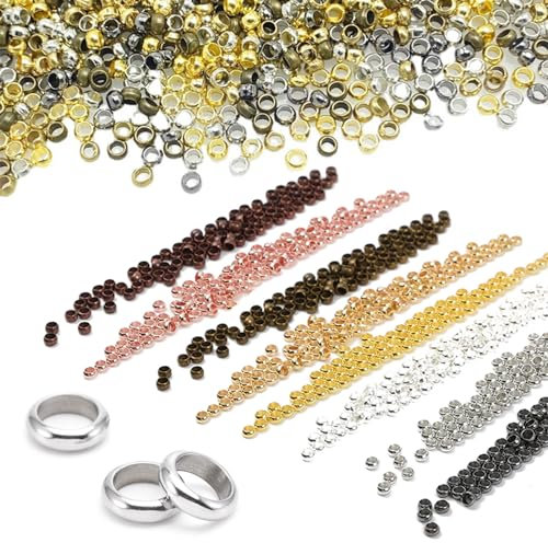 1500 Pièces Perles A Ecraser Pour Bijoux,Perle à écraser,Perles à Écraser Rond,PPerles à Sertir Lisse Rondes Perle,Pour DIY La Fabrication De Bijoux,8 Couleurs(1.5mm/2mm/2.5mm)