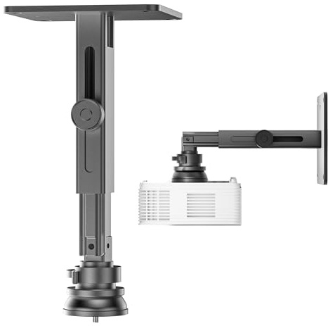 Perfectisan Projector Stand - Single Hole Hanging Height Adjustable Wall Ceiling Mount, Universal Mount with Retractable Arms - Aluminum Alloy Material, Load 33 lbs - Black
