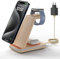 GEEKERA Wireless Charger, 3 in 1 Induktive Ladestation für iPhone 16/15/14/13/12/11/Pro Max, Ladestation für Apple Watch Ultra/10/9/8/7/6/5/4/3/2/SE, Kabelloses Ladegerät für AirPods Pro/4/3/2-Bambus