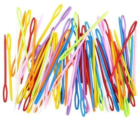 100 aghi per feltro, aghi da cucito, spilli da ricamo, spilli per lana, per cucire, aghi da tessitura, aghi da cucito in plastica, rivetti, aghi da filato, aghi da filo, ago di plastica grande per