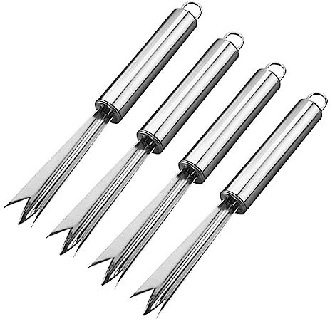 Amosfun 4piezas Cortadores Para Piña Con Mango Ergonómico Pelador y Tenedor De Acero Inoxidable Para Cocina y Exterior Fácil De Usar y Limpiar