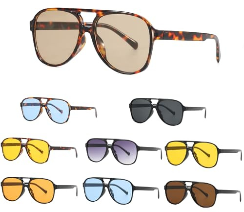 ENSARJOE 9-Pack Wholesale Retro Aviator Sunglasses - Bulk Resale Bundle Large Frame Classic 70s Style UV400 Protection