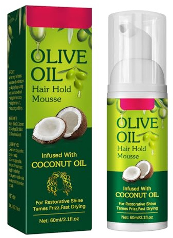 Olive Oil Styling Mousse | 60ml Hair Styling Curling Mousse | Moisturizing Frizz Control Curly Hair | Hair Styling Non-Greasy Hair Cream for Create Any Style and Shape You Want