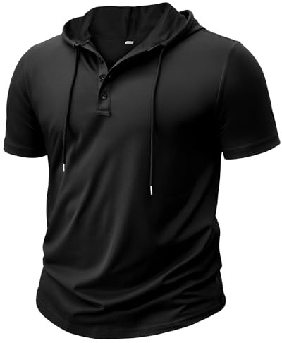 BSBUY Herrar Gym T-shirts för män, atletisk kortärmad med huva herr, herr ledig kortärmad t-shirt med huva för löpning, boxning, vandring, sport
