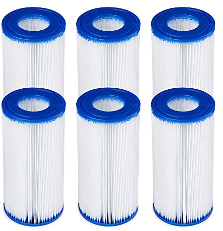 Bestway 58012E - Cartucho de bomba de filtro de repuesto tipo III/A para piscina al aire libre, 4.2 x 8 pulgadas, para uso en bombas de filtro de 500/800/1500 galones (paquete de 6)