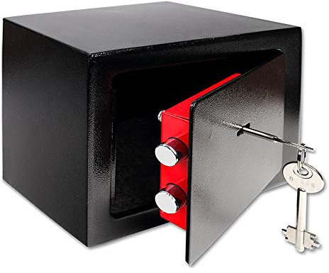 FP-TECH FP-HSB-K104-NERA Cassaforte a Muro da Incasso in Acciaio Verniciato con Chiave Hotel, Nera, 23x17x17