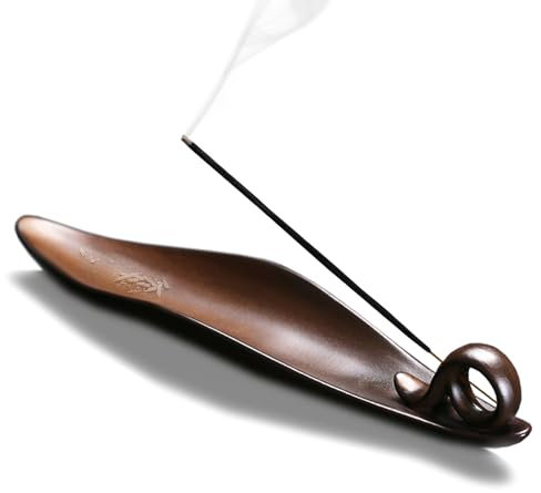 9 Length Incense Stick Holder with 3 Holes, Ceramic Incense Ash Cather for Counters, Meditation Room, Yoga, Home, Office (Brown)