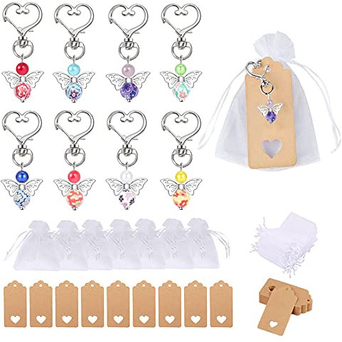 Trsnzul Schutzengel Anhänger 30 Stück Engelanhänger Gastgeschenk Taufe Anhänger Engel Gastgeschenke Taufe Schutzengel Hochzeit Schutzengel Anhänger mit Organza Beutel und Kraftpapieranhänger