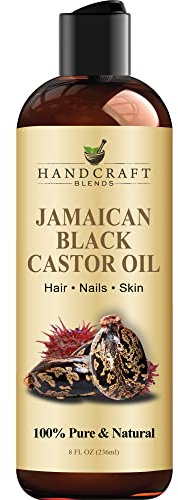 Handcraft Blends Jamaican Black Castor Oil - 236 ml - 100% Pure and Natural - Premium Grade Carrier Oil for Hair, Eyelashes and Eyebrows - Hair and Body - Expeller-Pressed & Hexane-Free