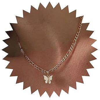 TseenYi Schmetterling Anhänger Halskette Punk Gold Schmetterling Choker Halskette Klobige Büroklammer Kette Halskette Kleiner Schmetterling Halskette Kettenschmuck Für Frauen Und Mädchen