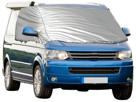 luolety External Thermal Windscreen Cover for VW T5, Front Windscreen Wrap Cover Foldable Windshield Snow Cover Ice Shield Dust Sun Screen Silver Wrap Black Out Screen Campervan (for VW T5 2003-2015)