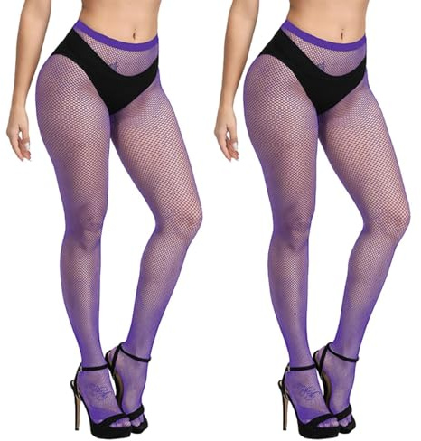 NebulaGlam Calze a Rete, 2 Pezzi Calze Rete Elastiche Sexy, Di Collant a Vita Alta Sexy, Collant a Rete da Donna Alta Calze Collant, Calze Rete Elastiche Sexy per Adulto Calze a Rete a Vita Alta