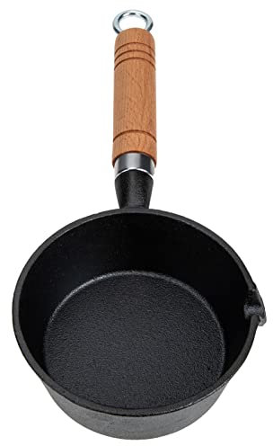Amosfun Small Iron Pot Small Omelet Pan Chocolate Warmer Pot Fish Tank Background Small Egg Frying Pan Chees Melt Pot Melting Chocolate Boiler Oil Heating Pan Mini Omelet Pan Stove Wooden