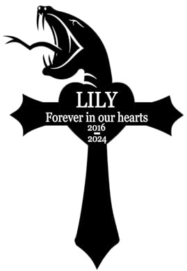 Cross Snake Grave Marker Outdoor, Personalized Cross Snake Lover Memorial Stake - Custom Metal Burial Plaque for Pet Loss Sympathy Gift, Waterproof & Fade-Resistant, 8-36in