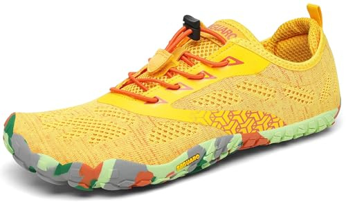 SAGUARO Chaussure Minimaliste Homme Femme Chaussure Plage de Marche Randonne Courses Trail Running Chaussures Barefoot Barefoot Chaussures Aquatiques, Jaune, 37 EU