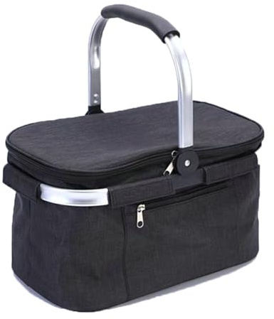 Fleymu Sac Pique Nique Isotherme Pliable 30L Imperméable - Panier à Pique-Nique, Cabas de Course Grand Capacité avec Poignées Rembourrées, pour Famille, Camping, Voyage - Portée 15kg