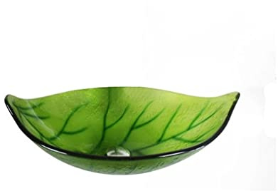 HTTGDGDH Lavabo De Tocador De Baño con Forma De Hoja, Lavabo De Tocador De Vidrio, Lavabo sobre Encimera, Lavamanos De Cristalería Artística, Lavamanos De Baño, Lavamanos De Baño(Solo Lavabo)